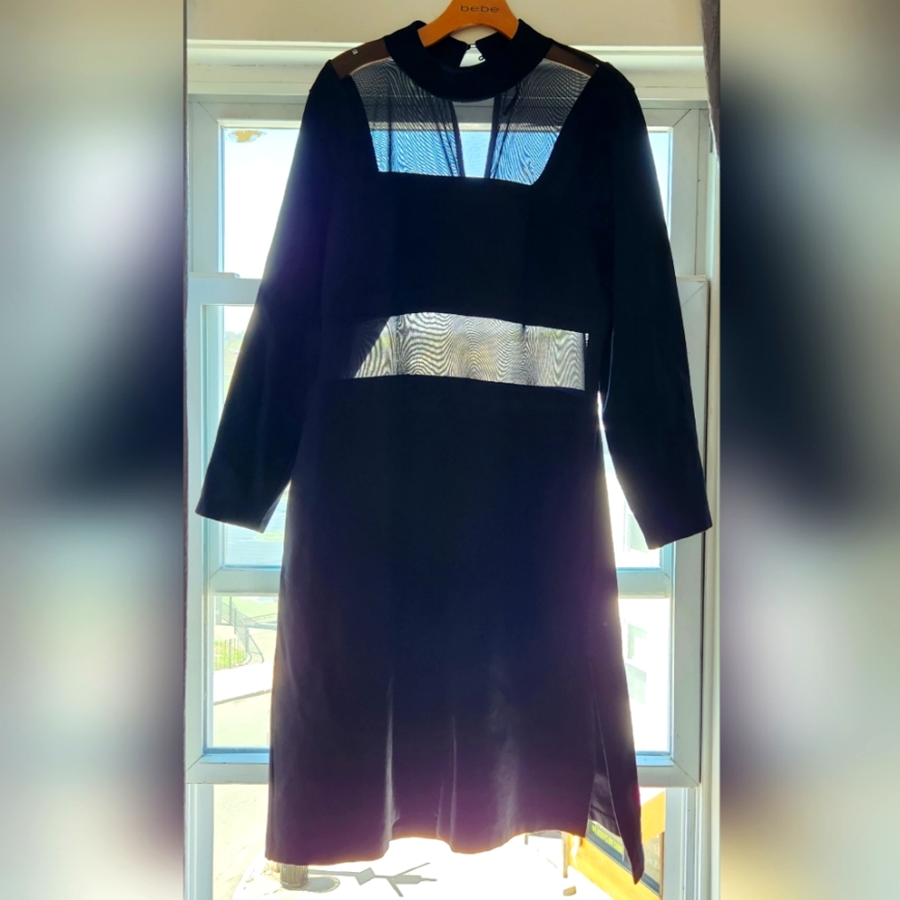 Black dress with sheer chest and mid section anthropolgie 2xl